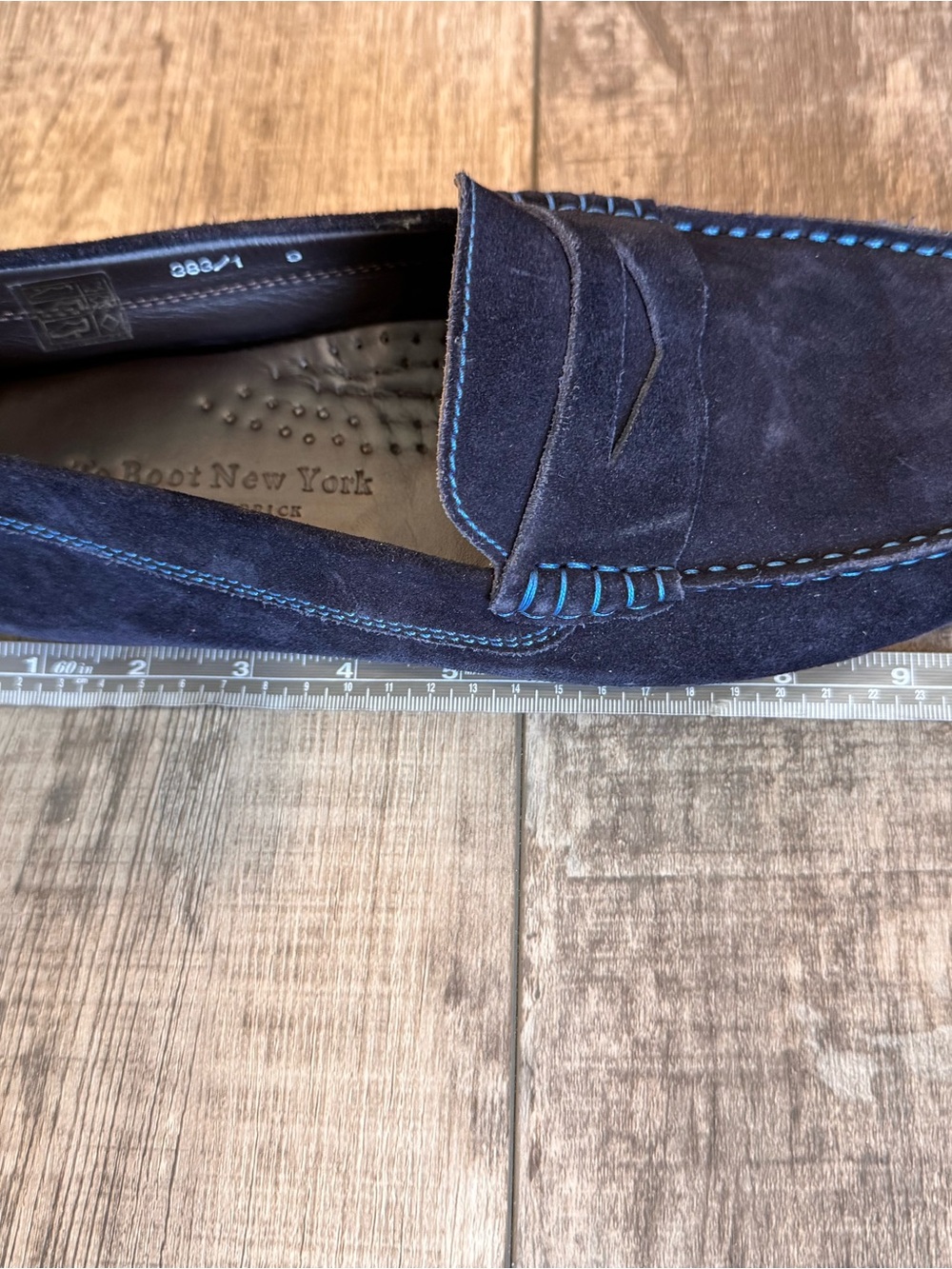 To Boot Navy Suede Penny Loafers with Contrast Stitching - Picture 11 of 11